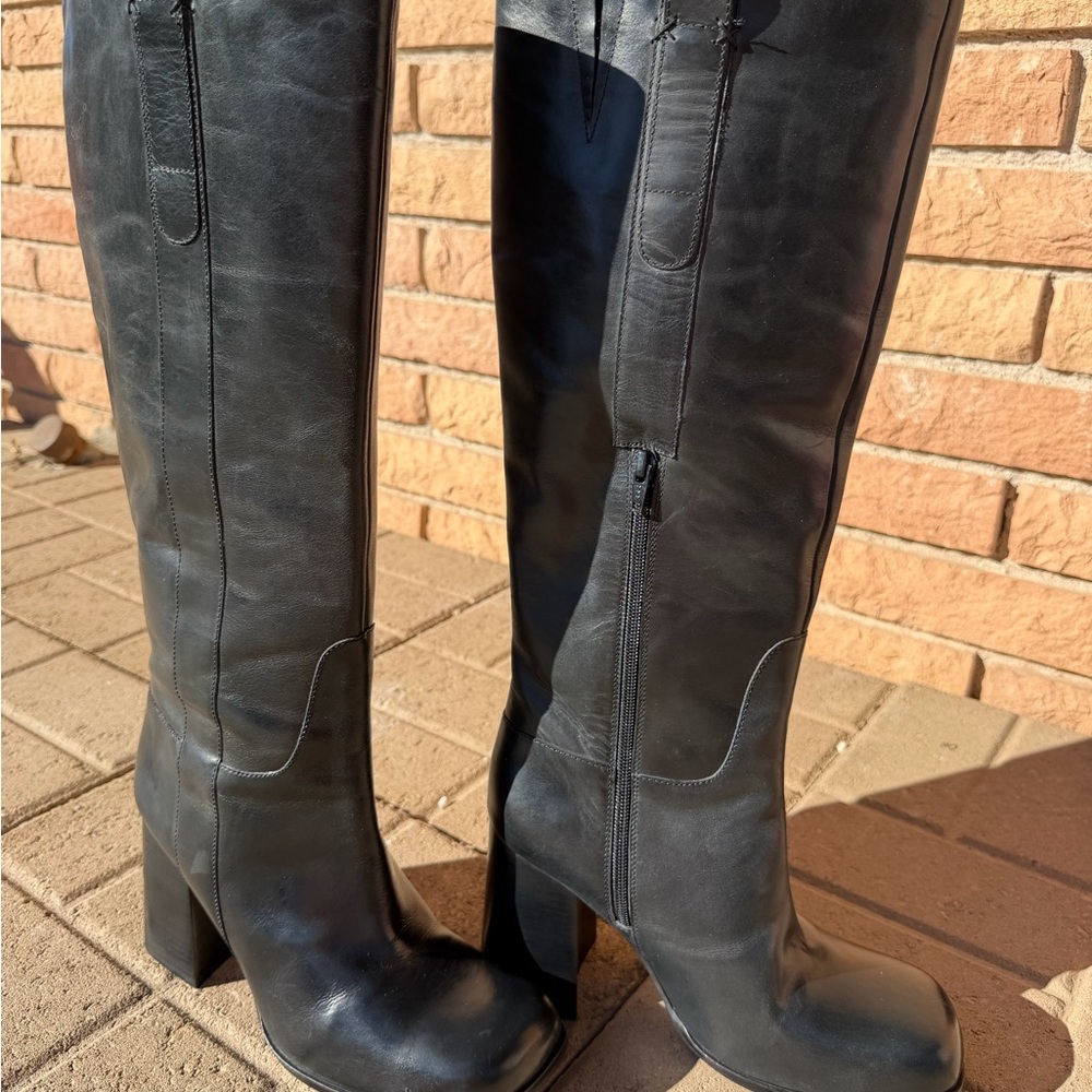 Free People Black Over the Knee Boots